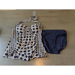 blue tankini MERONA two piece swimsuit bikini size medium